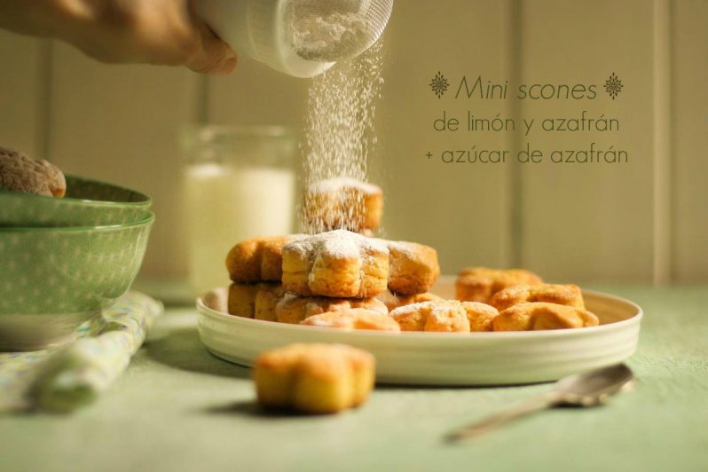 Mini scones dulces de limón y azafrán  + azúcar de azafrán. Gluten free!
