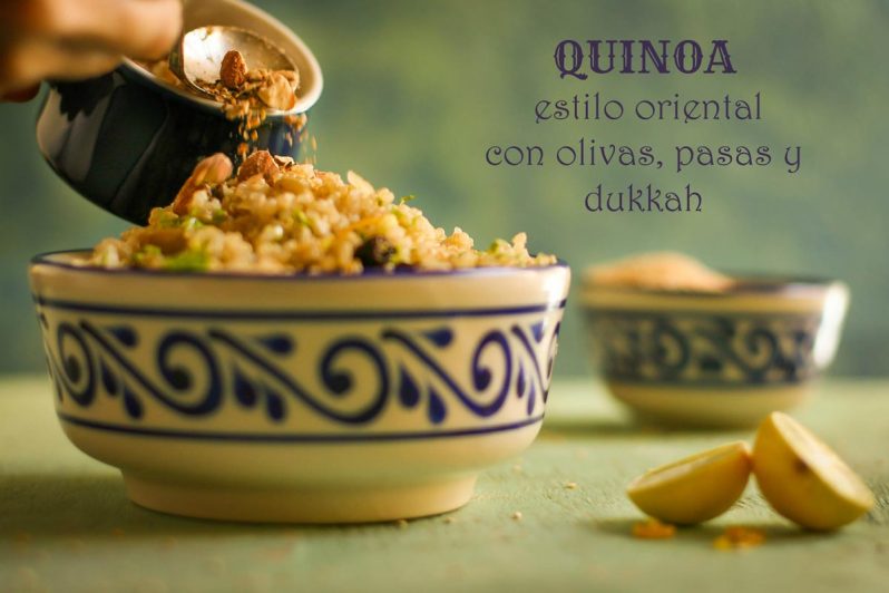 QUINOA estilo oriental, con olivas, pasas y dukkah